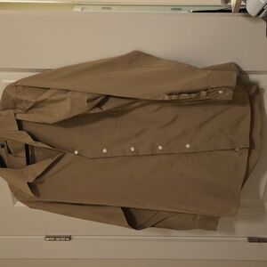 DKNY Dress Shirt Light Brown/ Dark Tan 16.5/35